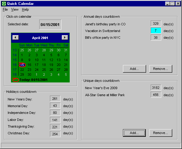 Quick Calendar Screenshot